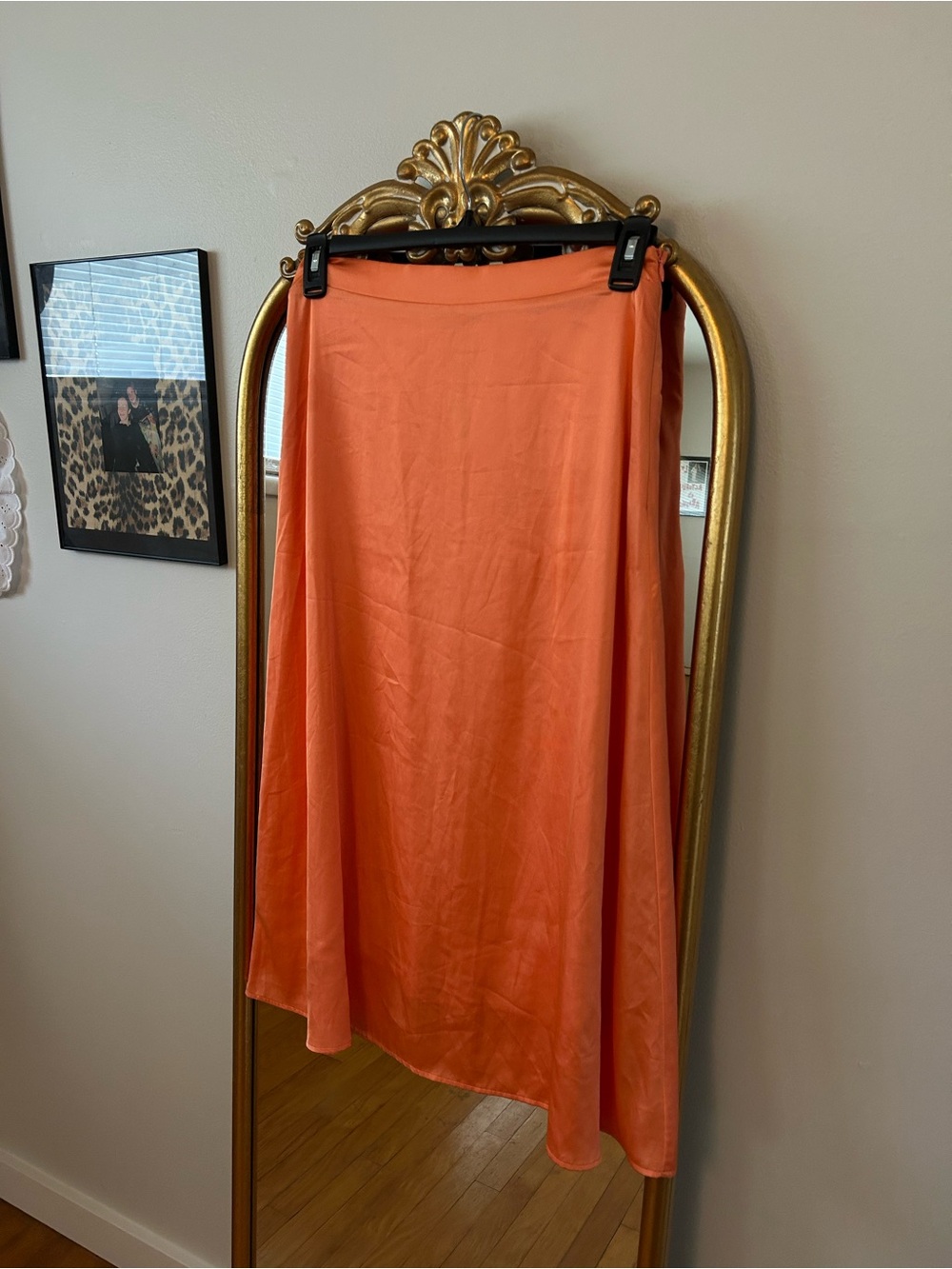 Orange silk skirt